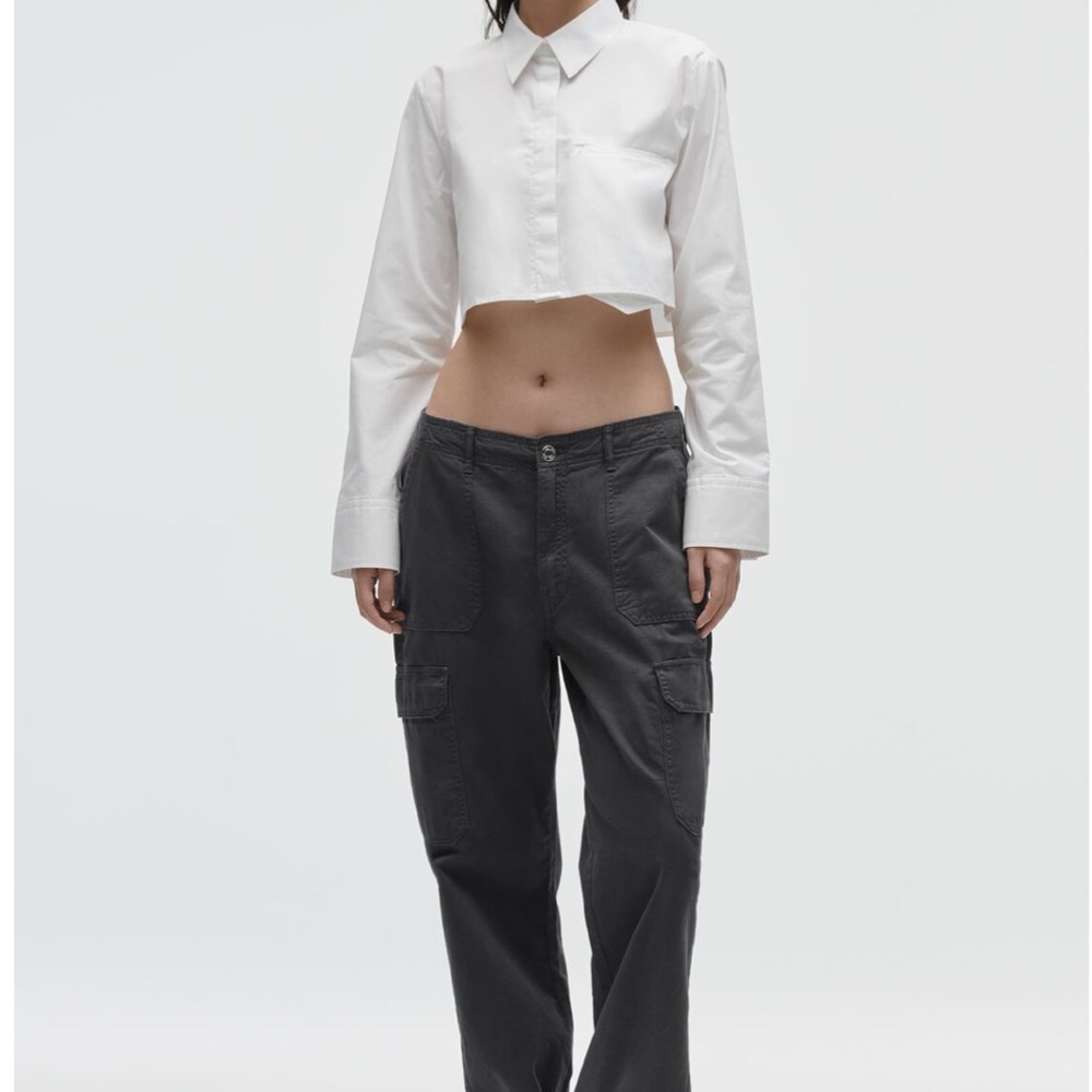 ZARA High rise straight cargo pants.
